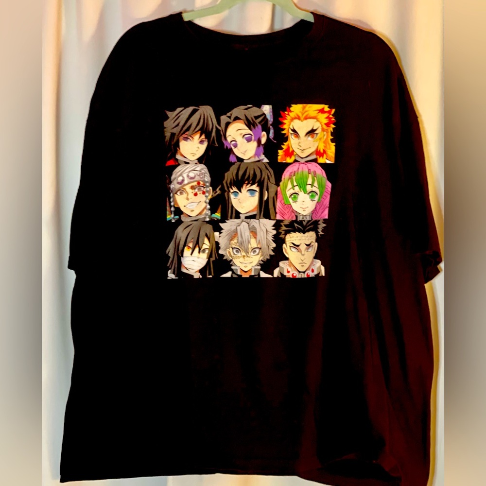 Demon Slayer Hashira Graphic T-Shirt Mens XXL Black Kimetsu no Yaiba Anime Tee